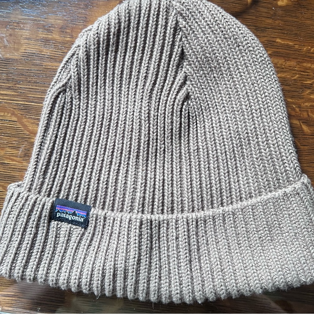 Patagonia Taupe Ribbed Beanie